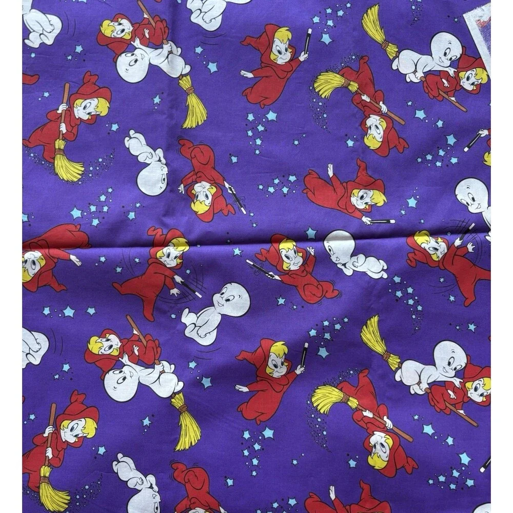 2013 Casper Friendly Ghost Wendy Witch Halloween Fabric Remnant Purple Cotton